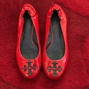 Tory Burch Patent Red Flats